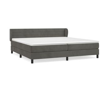 Cama box spring con colchón terciopelo gris oscuro 200x200 cm rayas horizontales