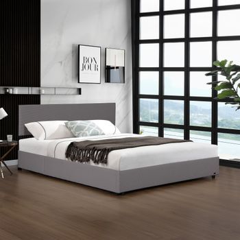 Cama Tapizada Juva Con Somier Abatible 160x200cm - Gris Corium