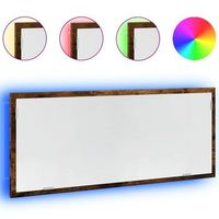 espejo de banorespejo decorativo led madera ingenieria roble ahumado 100x85x37cm