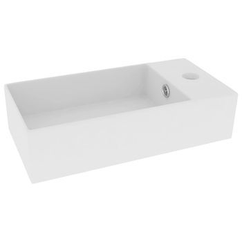 Lavabo De Baño Moderno | Lavabo Con Rebosadero Cerámica Blanco Mate