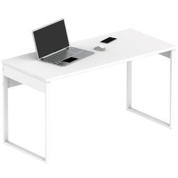 Escritorio Mesa De Ordenador Oficina Estudio, Patas Estructura Metálica Industrial 76x135x60cm Blanco  Briebe Smuk