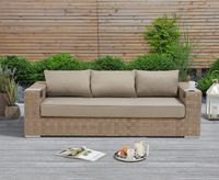 cardinal taupe and brown rattan wicker 3 seater garden sofa