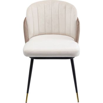 Silla de terciopelo de acero beige, topo y negro