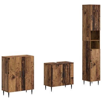 Juego De Armarios De Baño De 3 Piezas Haarlem Madera Envejecida Vidaxl