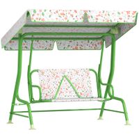 aiyaplay columpio de jardin exterior para ninos de 3 anos con toldo ajustable arnes de seguridad 112x75x120 cm verde