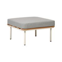 otomana de jardin 74 x 74 cm estructura de metal madera sintetica listones cojin gris senise