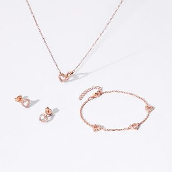Conjunto de joyería de plata 925 chapada en oro rosa y circonitas