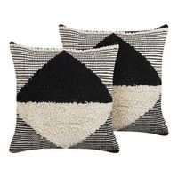 conjunto de 2 cojines de algodon beige negro 50 x 50 cm patron geometrico khora