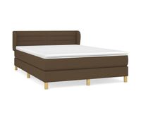 cama box spring con colchon tela marron oscuro 140x200 cm rayas horizontales