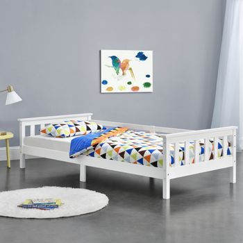 Cama Para Niños Nuuk - 90 X 200 Cm - Con Somier - Con Área De Almacenamiento - Protección Contra Caídas - Blanco [en.casa]®