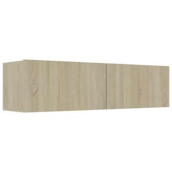 Mueble Tv | Mueble De Salón | Mesa De Tv Madera Contrachapada Color Roble 120x30x30 Cm