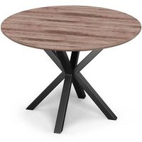 mesa de comedor redonda- industrial - madera y metal - bayron madera natural