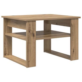 Mesa De Café | Mesa De Centro Con Almacenamiento Roble Artesanal 64 X 54 X 44 Cm