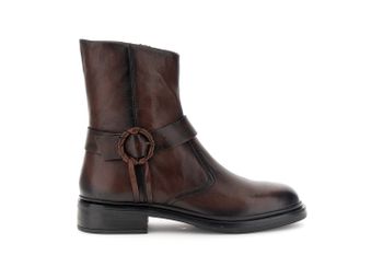 botines de piel con hebilla envuelta dark brown 38
