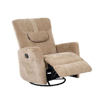 Sillón Reclinable Manual Con Giro De 360° Reposacabezas Cojín Tapizado De Chenilla Marrón Rea