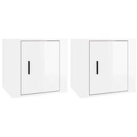 pack 2 uds mesitas de noche  mesa auxiliar  mesilla blanco brillante 50x39x47 cm