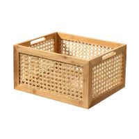 caja grande de bambu y ratan - l35x28x18cm