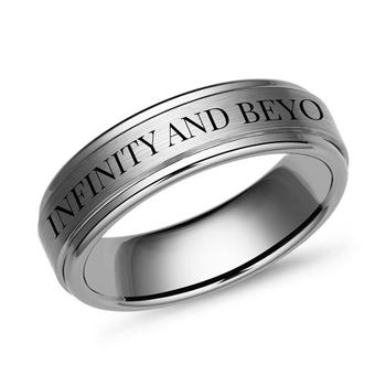 Anillo de tungsteno parcialmente pulido grabado láser robusto