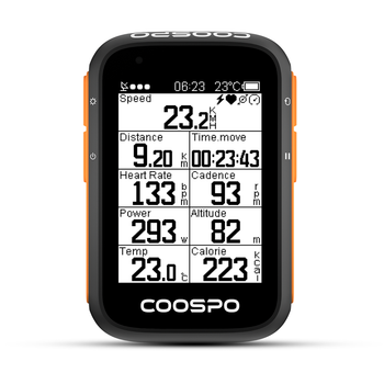 COOSPO BC200 - Ciclocomputador Inalámbrico con GPS, Velocímetro para Bicicleta, Odómetro, Pantalla de 2.6 Pulgadas, Bluetooth 5.0, ANT+, Sincronización con Aplicación, Altitud y Pendiente