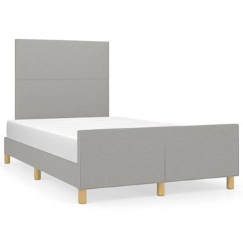 Estructura De Cama Con Cabecero Tela Gris Claro 120x190 Cm