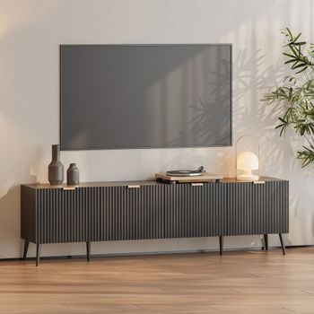 Mesa De Tv Nand Con Puertas 180x35x51cm - Negro [en.casa]