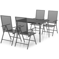 conjunto comedor jardin 5 uds  mueble jardin mesa y sillas acero gris antracita