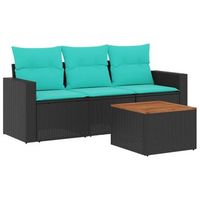set de sofas de jardin 4 piezas  mueble de jardin con cojines ratan sintetico negro