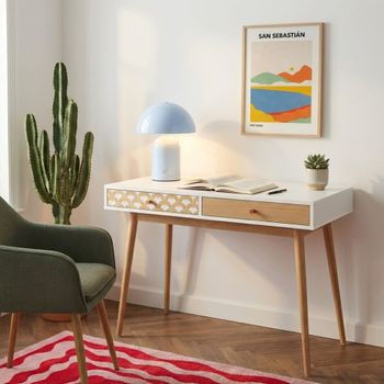 Escritorio efecto blanco y roble 100cm