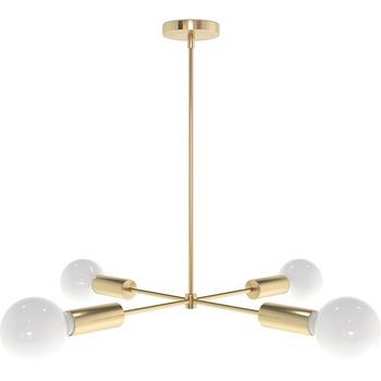 Lámpara De Techo Dorada - Lámpara Colgante De Diseño - 4 Brazos - Retan Dorado