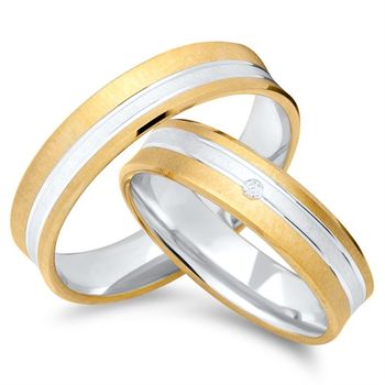 Alianzas 14 quilates oro blanco amarillo con diamante