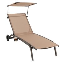 costway tumbona jardin silla reclinable 6 niveles 2 ruedas toldo ajustable portavasos carga 150kg playa terraza balcon piscina 191 x 61 x 96cm
