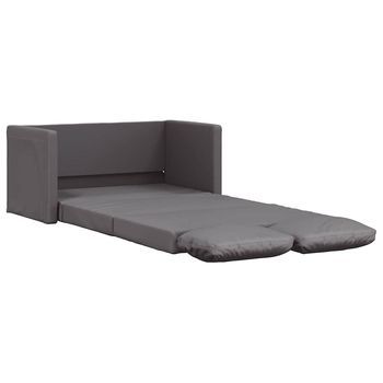 Sofá Cama | Sofá Convertible De Suelo 2 En 1 Cuero Sintético Gris 112x174x55 Cm