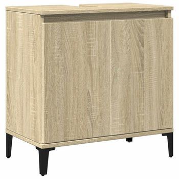 Armario De Lavabo Madera Contrachapada Roble Sonoma 58x33x60 Cm Vidaxl