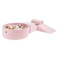 meowbaby parque infantil de espuma con piscina de bolas rosa claro  blancoorobeigetransparente 200 bolas