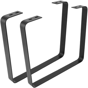 Primematik - Pies Rectangulares Para Mesita Y Banqueta. Patas En Acero Negro 480 X 45 X 420 Mm 2-pack Ip02300