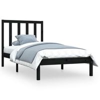 cama individual  cama para adultos  estructura cama madera maciza pino individual negra 75x190 cm