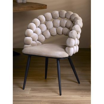 Silla Nimpha Terciopelo Beige Con Patas Negras 62x60x80 Cms