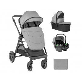 Carrito de bebé Kikkaboo 3 en 1 con capazo Ava Gris