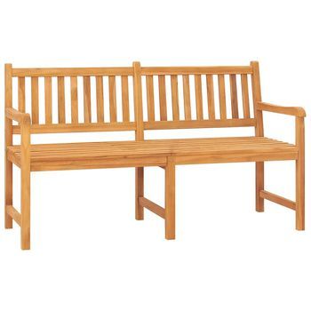 Banco De Jardín 3 Plazas | Banco De Exterior | Silla De Jardín Con Mesa Madera Maciza De Teca 150 Cm