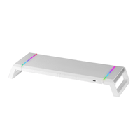 stand de sobremesa para monitores mas gaming mgs-one wihte ajustable a 3 tamanos puerto usb 20 white
