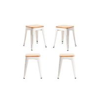 pack 4 taburetes torix pequenos madera natural 45 cm de acero reforzado 454040 cm - blanco