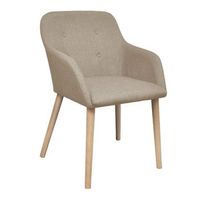 sillas de comedor 4 unidades tela beige y madera maciza roble