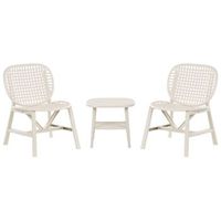 conjunto de balcon para jardin al aire libre con mesa y sillas bajas de material sintetico blanco crema sicelle