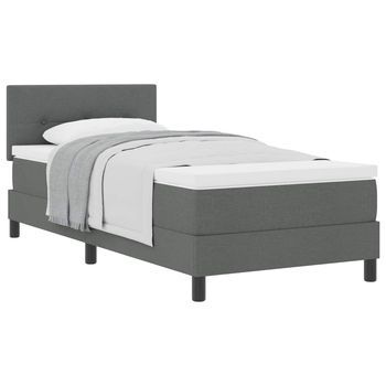 Cama Tipo Box Spring Con Cabecera Gris Oscuro 90 X 190 Cm Tela Vidaxl