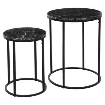 Juego De Mesitas Auxiliares 2 Piezas Negro H&s Collection
