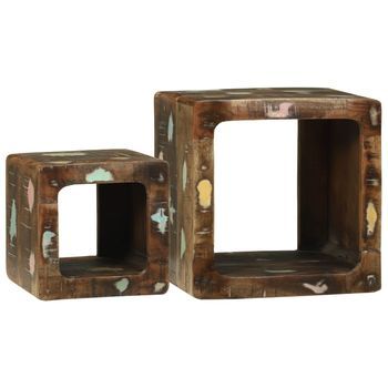 Unidades De Tv 2 Uds | Mueble De Salón | Gabinete De Tv Multicolor Madera Sólida Recuperada
