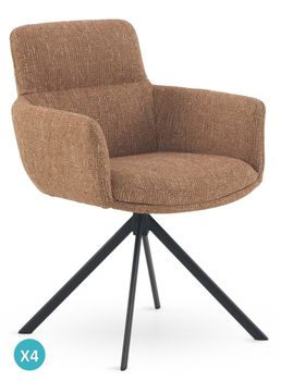 Pack 4 sillones tapizados tweed terracota moteado