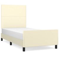 cama individual  cama para adulto  estructura de cama sin colchon cuero sintetico crema 100x200 cm