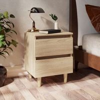pack 2 uds mesitas de noche mesilla patas de madera roble sonoma 40x35x50 cm