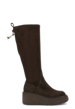 botas de cuña elásticas efecto ante con charm dark brown 36